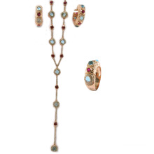 Farbe Stein Halskette Ohrringe Set für Mode Schmuck Set S3376